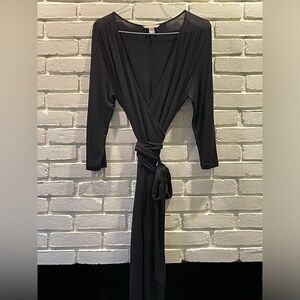 Women’s Black wraparound dress with long sleeves, small, banana republic